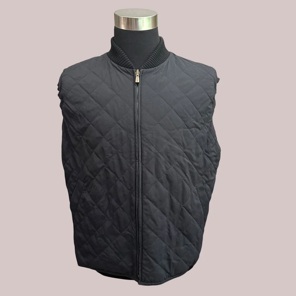 Loro Piana Black Quilted Inner Vest for Jackets Cotton Cashmere Blend Mens sz XL